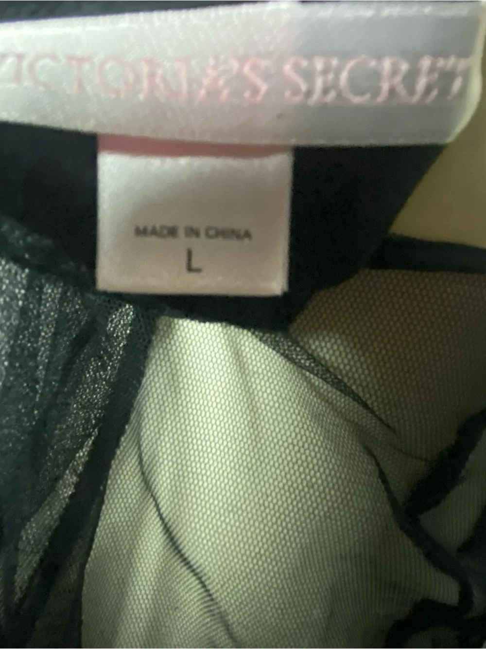 Y2K Victoria’s Secret Black Lace & SheerMesh Tie Open Front Chemise Size Large